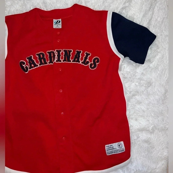 St. Louis Cardinals Vintage Dynasty Jersey Red White & Blue size Medium Patch - Picture 3 of 5